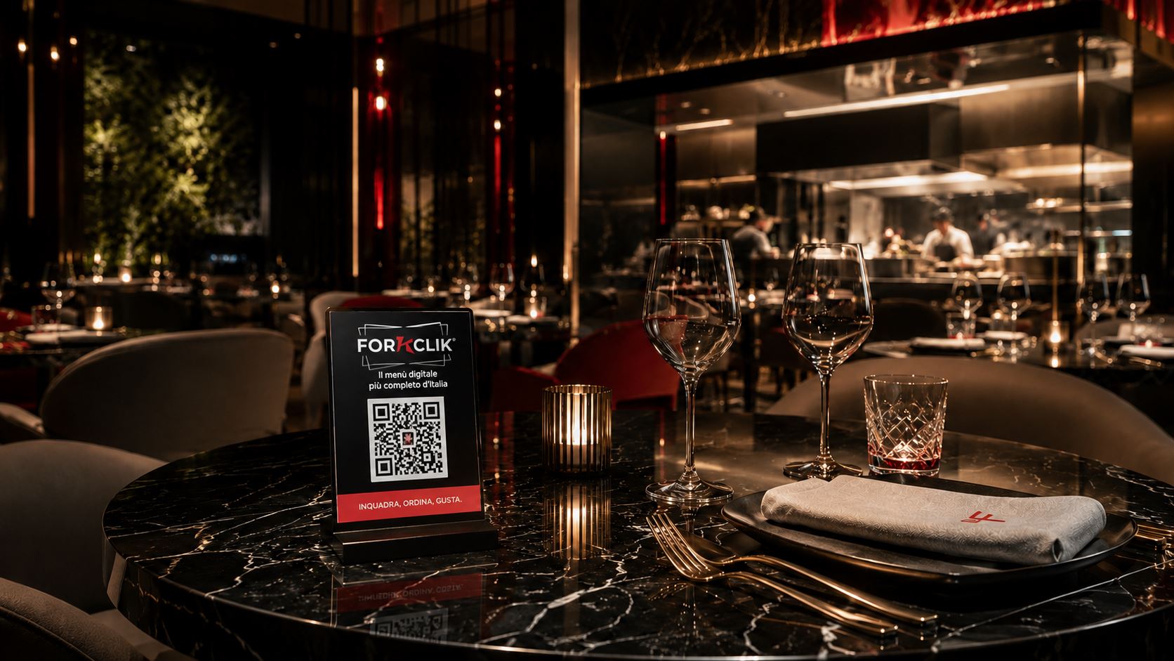 Ristorante premium con QR ForkClik sul tavolo