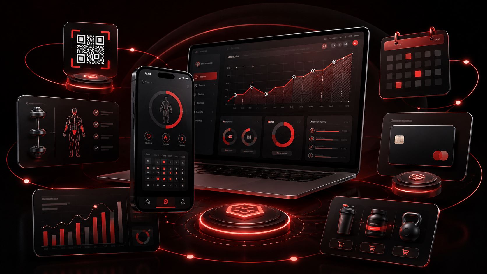 Ecosistema completo K-Fit con app, back office, QR, pagamenti e statistiche