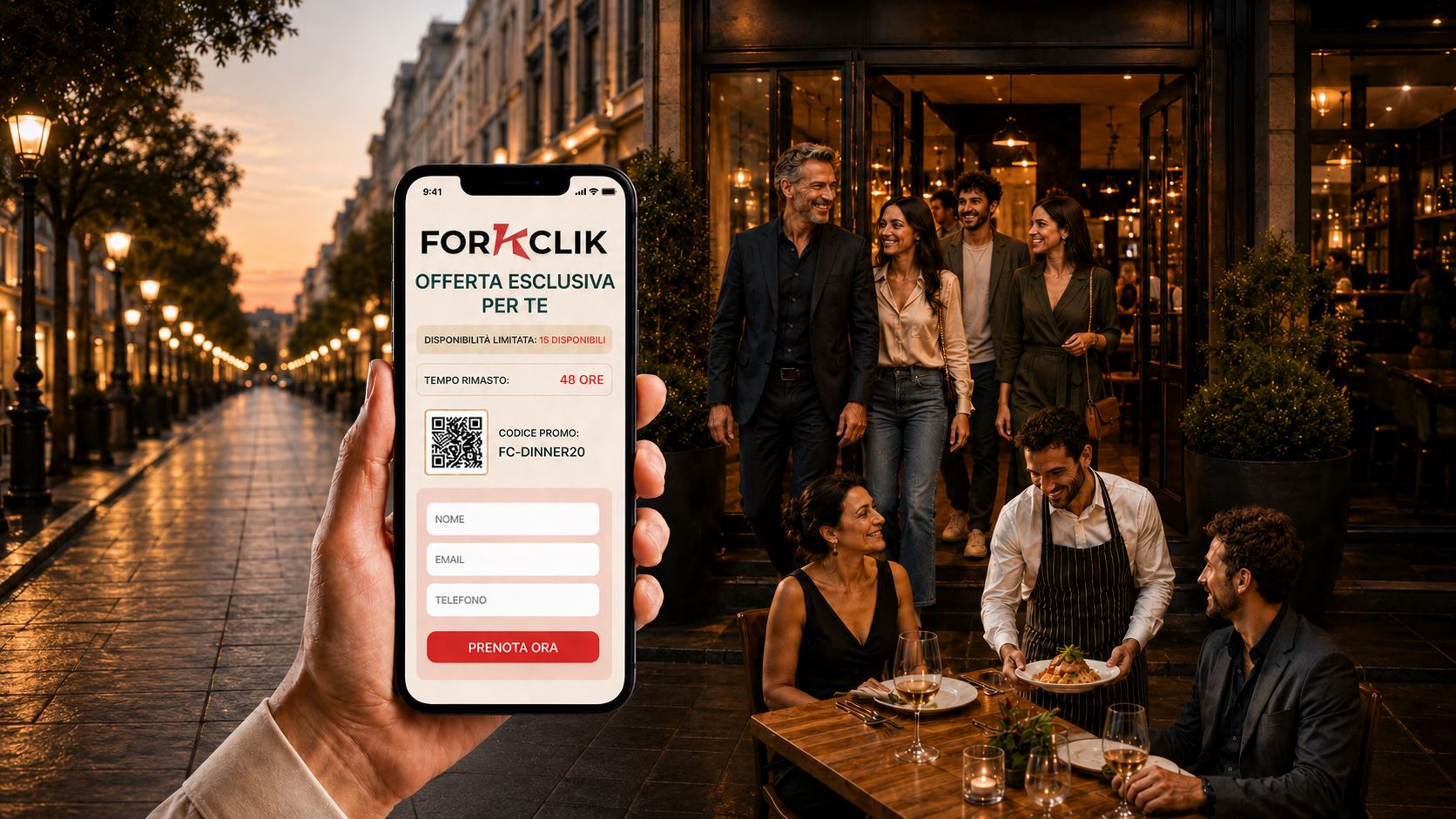 K-oupon digitali ForkClik condivisi sui social e nel locale
